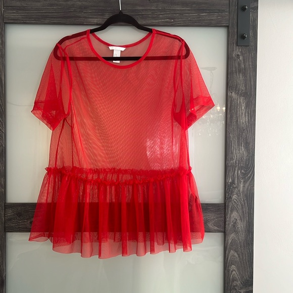 H&M Red Mesh Top - Picture 1 of 1